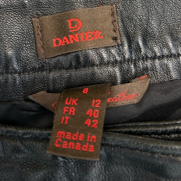 Danier size 8 Black Leather Pants in good condition- minor wear throughout. - Picture 8 of 13